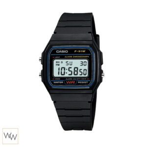 Casio F-91W-1 นาฬิกาดิจิตอล กันน้ำ มีไฟ LED และนาฬิกาปลุก