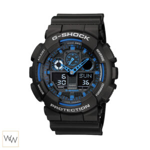 นาฬิกาข้อมือ Casio G-Shock รุ่น GA-100-1A2 ดีไซน์สปอร์ต ทนทาน กันกระแทก พร้อมฟังก์ชันดิจิตอลและอนาล็อก