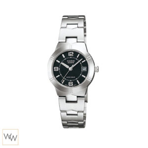 Casio LTP-1241D-1A นาฬิกาผู้หญิงหน้าปัดสีดำ สายโลหะ แข็งแรง เรียบหรูเหมาะสำหรับทุกวัน