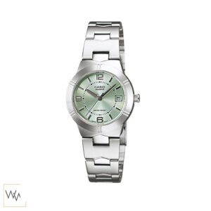 Casio รุ่น LTP-1241D-3A นาฬิกาข้อมือผู้หญิงหน้าปัดสีเขียว พาสเทล สายสแตนเลสสตีล สวยหวานแบบเรียบง่าย