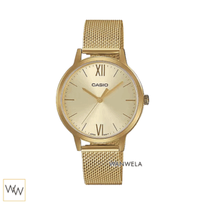 นาฬิกาผู้หญิง Casio รุ่น LTP-E157MG-9A หน้าปัดสีทองอ่อน สายสแตนเลสเคลือบทอง ดีไซน์หรูหรา สไตล์มินิมอล