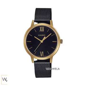 นาฬิกาผู้หญิง Casio รุ่น LTP-E157MGB-1B สายสีดำเคลือบไอพีทอง หน้าปัดดำ เรียบหรูแบบลักชัวรี่