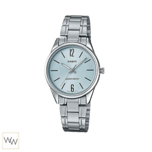 นาฬิกาผู้หญิง Casio รุ่น LTP-V005D-2BUDF หน้าปัดฟ้าอ่อน สายสแตนเลส ดูดีมีระดับ