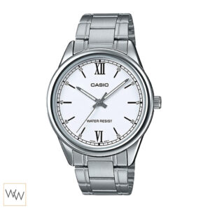 นาฬิกาข้อมือ Casio MTP-V005D-7B2UDF หน้าปัดขาว ตัวโรมัน สายสแตนเลส ของแท้