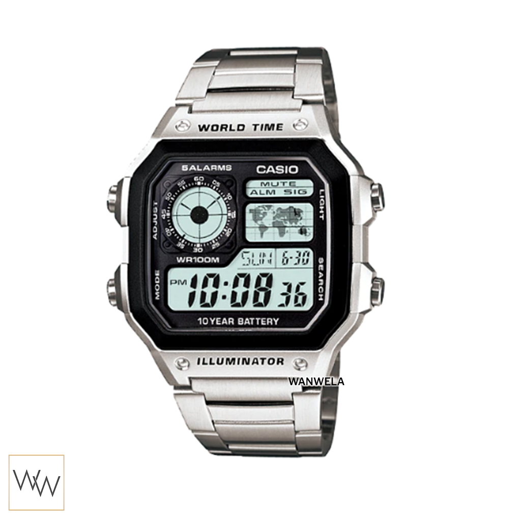 นาฬิกา Casio AE-1200WHD-1AVDF หน้าปัดดิจิตอล สายสแตนเลส กันน้ำ 100 เมตร
