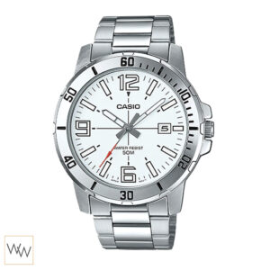 นาฬิกา Casio MTP-VD01D-7BVUDF หน้าปัดขาว ตัวเลข สายสแตนเลส
