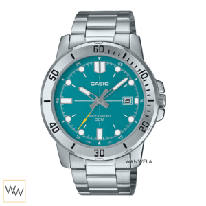 Casio MTP-VD01D-3E2VUDF นาฬิกาผู้ชาย หน้าปัดเขียวมรกต สายสแตนเลส