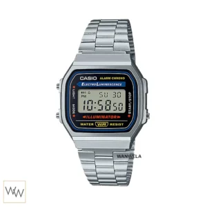 นาฬิกาดิจิทัล Casio รุ่น A168WA-1WDF สายสแตนเลสสีเงินหน้าปัดคลาสสิก