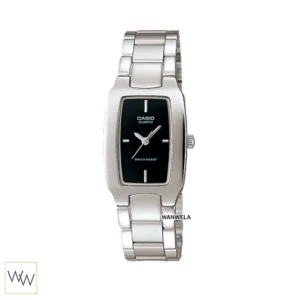 นาฬิกา Casio ผู้หญิง LTP-1165A-1C2DF ทรงสี่เหลี่ยมหน้าปัดดำสายสแตนเลส