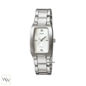 นาฬิกา Casio ผู้หญิง LTP-1165A-7C2DF ทรงเหลี่ยมหน้าปัดสีขาวสายสแตนเลส