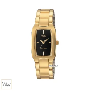 นาฬิกา Casio ผู้หญิง LTP-1165N-1CRDF ทรงเหลี่ยมสีทองหน้าปัดดำ
