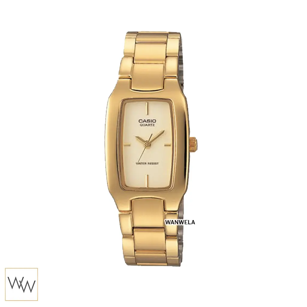 นาฬิกา Casio ผู้หญิง LTP-1165N-9CRDF ทรงเหลี่ยมสีทองหน้าปัดทอง