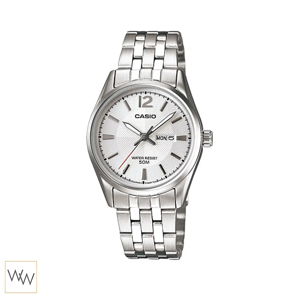 นาฬิกา Casio ผู้หญิง LTP-1335D-7AVDF หน้าปัดสีเงิน หลักบอกเวลาสีเงิน สายสแตนเลส