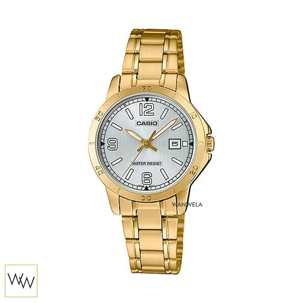 นาฬิกา Casio LTP-V004G-7B2UDF สายสแตนเลสสีทองหน้าปัดสีเงิน