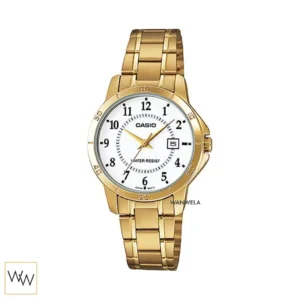 นาฬิกา Casio รุ่น LTP-V004G-7BUDF สีทอง หน้าปัดขาว