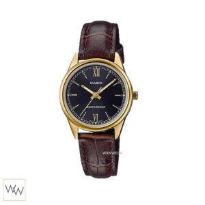 นาฬิกา Casio LTP-V005GL-1B2UDF ตัวเรือนสีทองหน้าปัดดำหลักขีดทอง