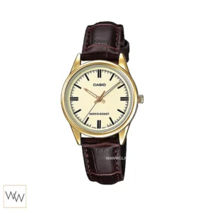 นาฬิกา Casio LTP-V005GL-9AUDF ตัวเรือนสีทองหน้าปัดทอง สายหนังสีน้ำตาล