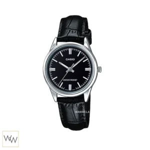 Casio LTP-V005L-1AUDF สายหนังสีดำหน้าปัดดำ