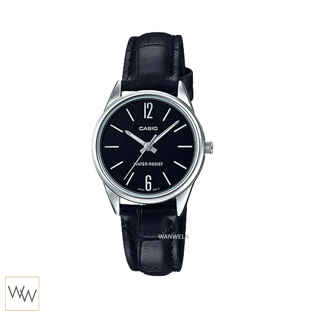 นาฬิกา Casio LTP-V005L-1BUDF สายหนังสีดำหน้าปัดดำ