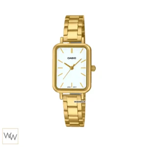 นาฬิกา Casio LTP-V009G-7EUDF ตัวเรือนและสายสีทอง หน้าปัดขาว