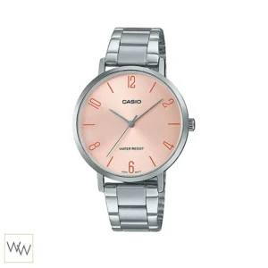 นาฬิกา Casio ผู้หญิง LTP-VT01D-4B2UDF หน้าปัดชมพู สายสแตนเลส
