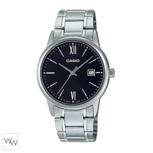 นาฬิกา Casio ผู้ชาย MTP-V002D-1B3UDF สายสแตนเลสสีเงินหน้าปัดสีดำ