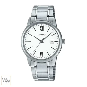 นาฬิกา Casio ผู้ชาย MTP-V002D-7B3UDF สายสแตนเลสสีเงินหน้าปัดสีขาว
