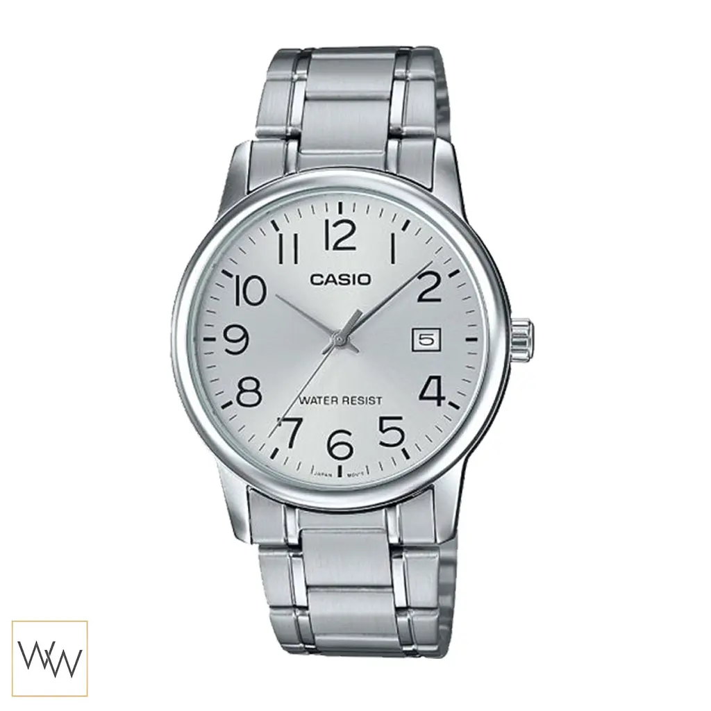 นาฬิกา Casio ผู้ชาย MTP-V002D-7BUDF สายสแตนเลสสีเงินหน้าปัดสีเงิน