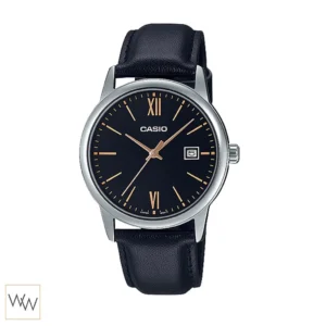 นาฬิกา Casio ผู้ชาย MTP-V002L-1B3UDF สายหนังสีดำหน้าปัดดำ