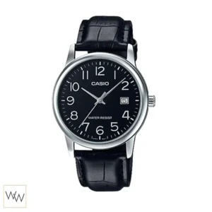 นาฬิกา Casio ผู้ชาย MTP-V002L-1BUDF สายหนังสีดำหน้าปัดสีดำ