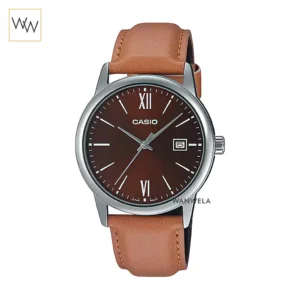 นาฬิกา Casio ผู้ชาย MTP-V002L-5B3UDF สายหนังสีน้ำตาลหน้าปัดโทนน้ำตาลแดง