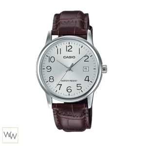 นาฬิกา Casio ผู้ชาย MTP-V002L-7B2UDF สายหนังสีน้ำตาลหน้าปัดสีเงิน
