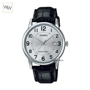 นาฬิกา Casio ผู้ชาย MTP-V002L-7BUDF สายหนังสีดำหน้าปัดสีเงิน
