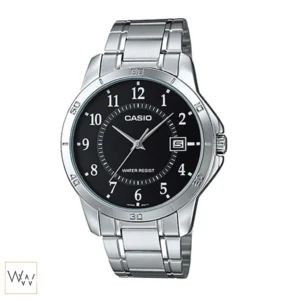 นาฬิกา Casio MTP-V004D-1BUDF สายเงินหน้าปัดดำ