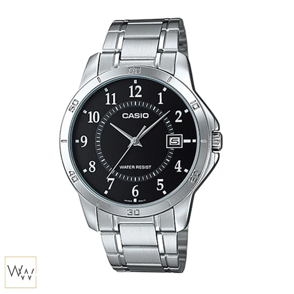 นาฬิกา Casio MTP-V004D-1BUDF สายเงินหน้าปัดดำ
