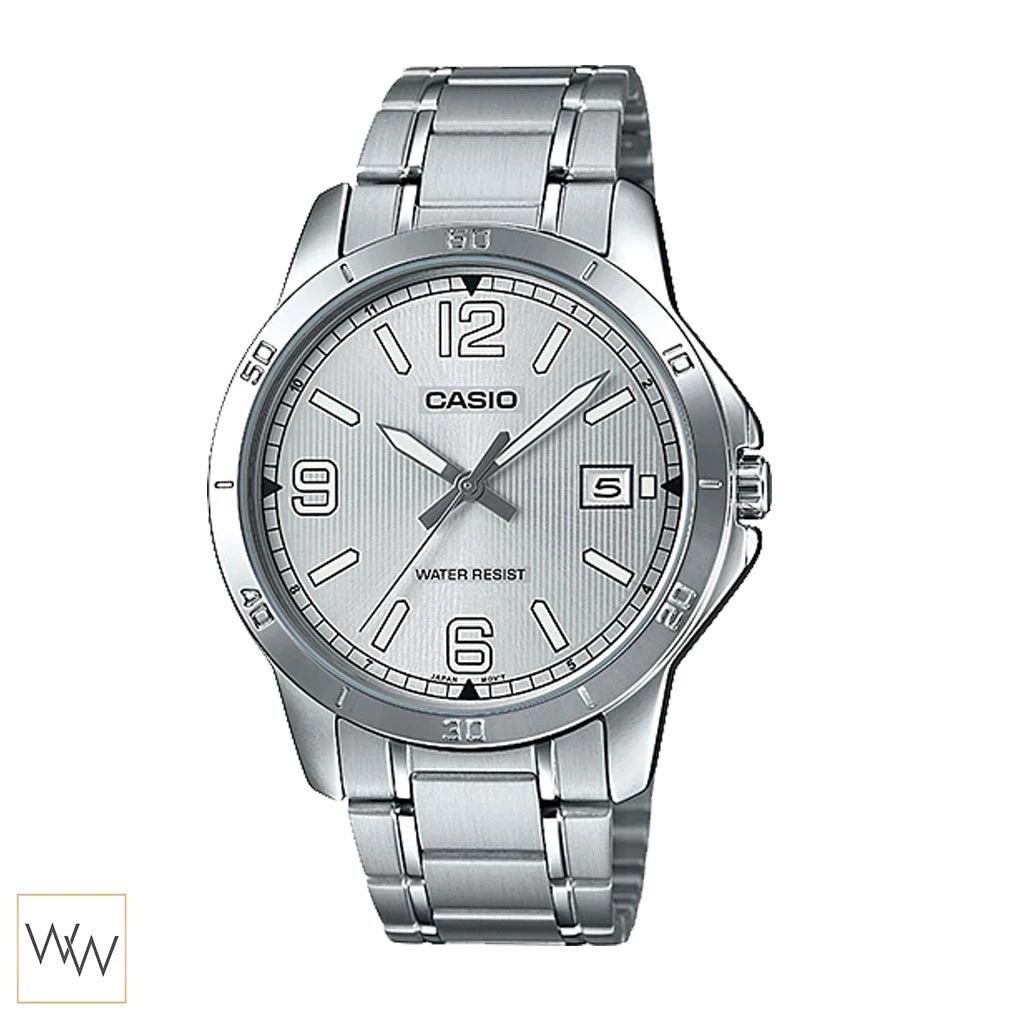 นาฬิกา Casio MTP-V004D-7B2UDF สายเงินหน้าปัดเงิน