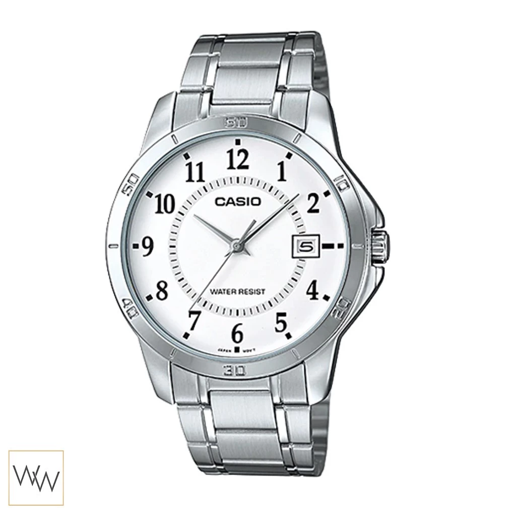 นาฬิกา Casio MTP-V004D-7BUDF สายเงินหน้าปัดขาว