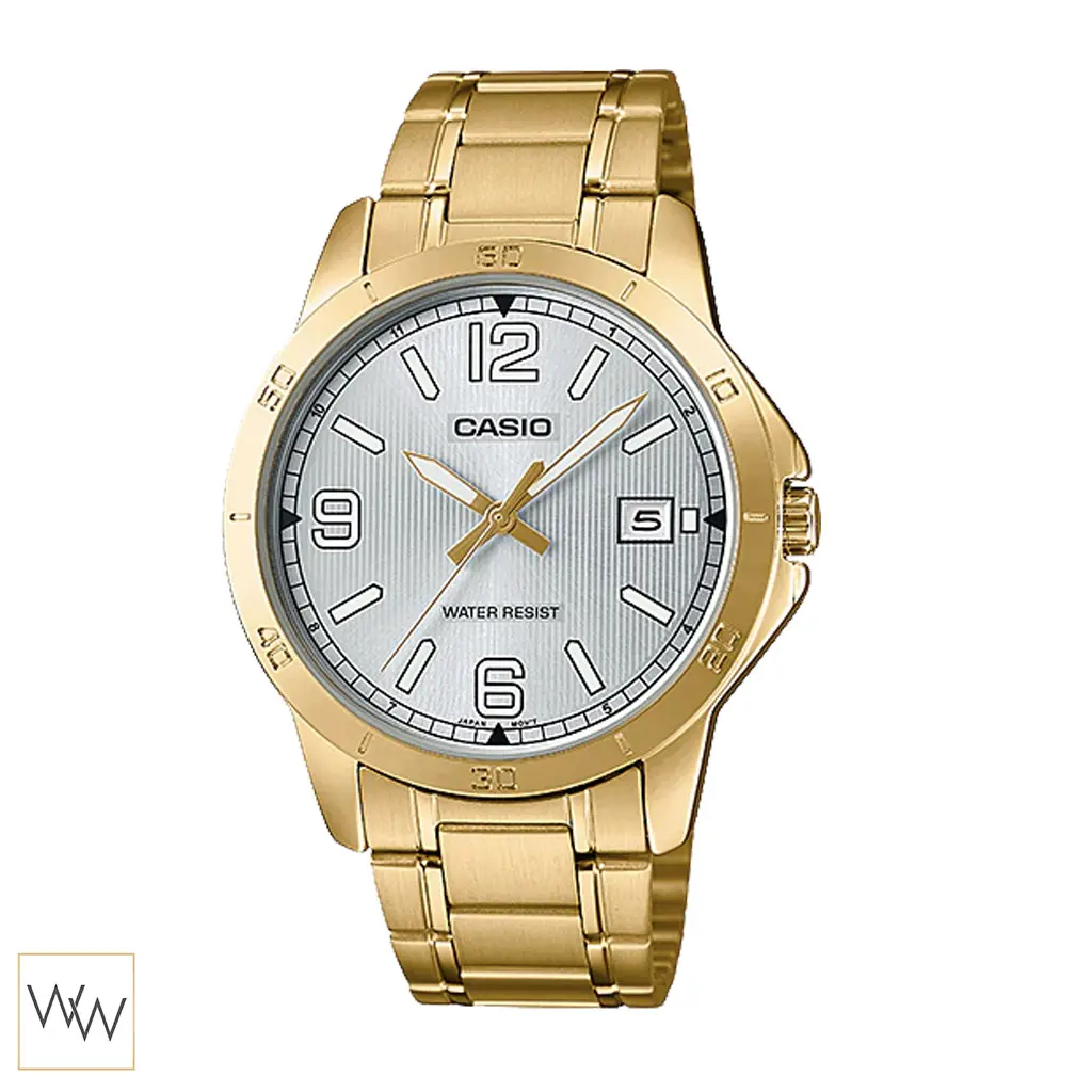 นาฬิกา Casio MTP-V004G-7B2UDF สีทองหน้าปัดเงิน