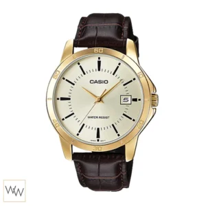 นาฬิกา Casio MTP-V004GL-9AUDF ตัวเรือนสีทองสายหนังสีน้ำตาล