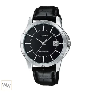 นาฬิกา Casio MTP-V004L-1AUDF ของแท้ สายหนังสีดำหน้าปัดสีดำ