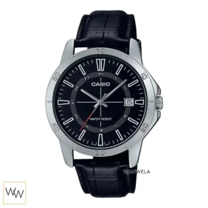 นาฬิกา Casio MTP-V004L-1CUDF ของแท้ สายหนังสีดำหน้าปัดสีดำ
