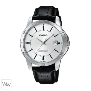 นาฬิกา Casio MTP-V004L-7AUDF ของแท้ สายหนังสีดำหน้าปัดสีเงิน