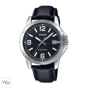 นาฬิกา Casio MTP-V004L-1BUDF ของแท้ สายหนังสีดำหน้าปัดสีดำ