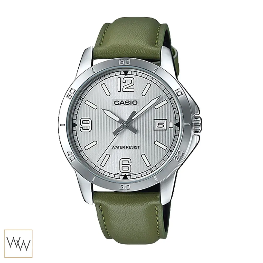 นาฬิกา Casio MTP-V004L-3BUDF ของแท้ สายหนังสีเขียว