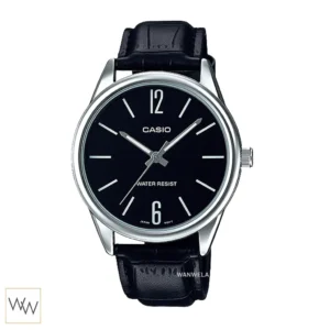 นาฬิกา Casio MTP-V005L-1BUDF หน้าปัดสีดำสายหนังสีดำ