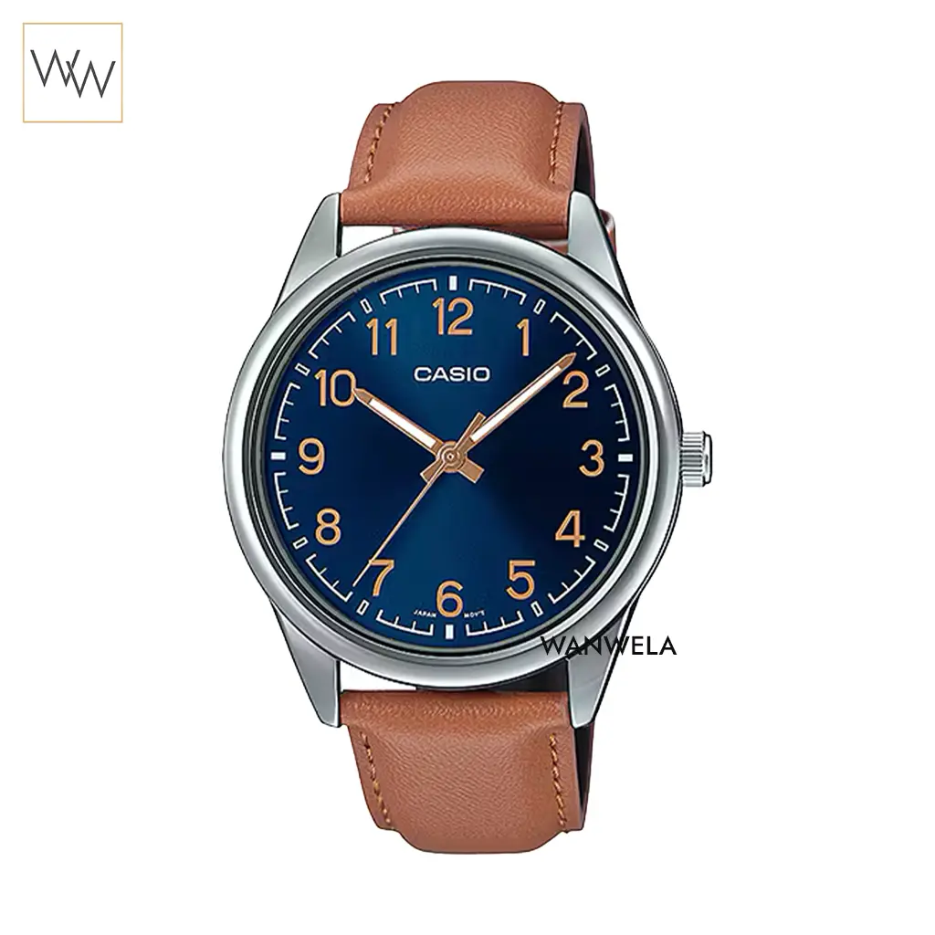 นาฬิกา Casio MTP-V005L-2B4UDF หน้าปัดสีน้ำเงินตัวบอกเวลาแบบเลขอารบิค
