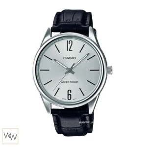 นาฬิกา Casio MTP-V005L-7BUDF หน้าปัดสีเงินสายหนังสีดำ