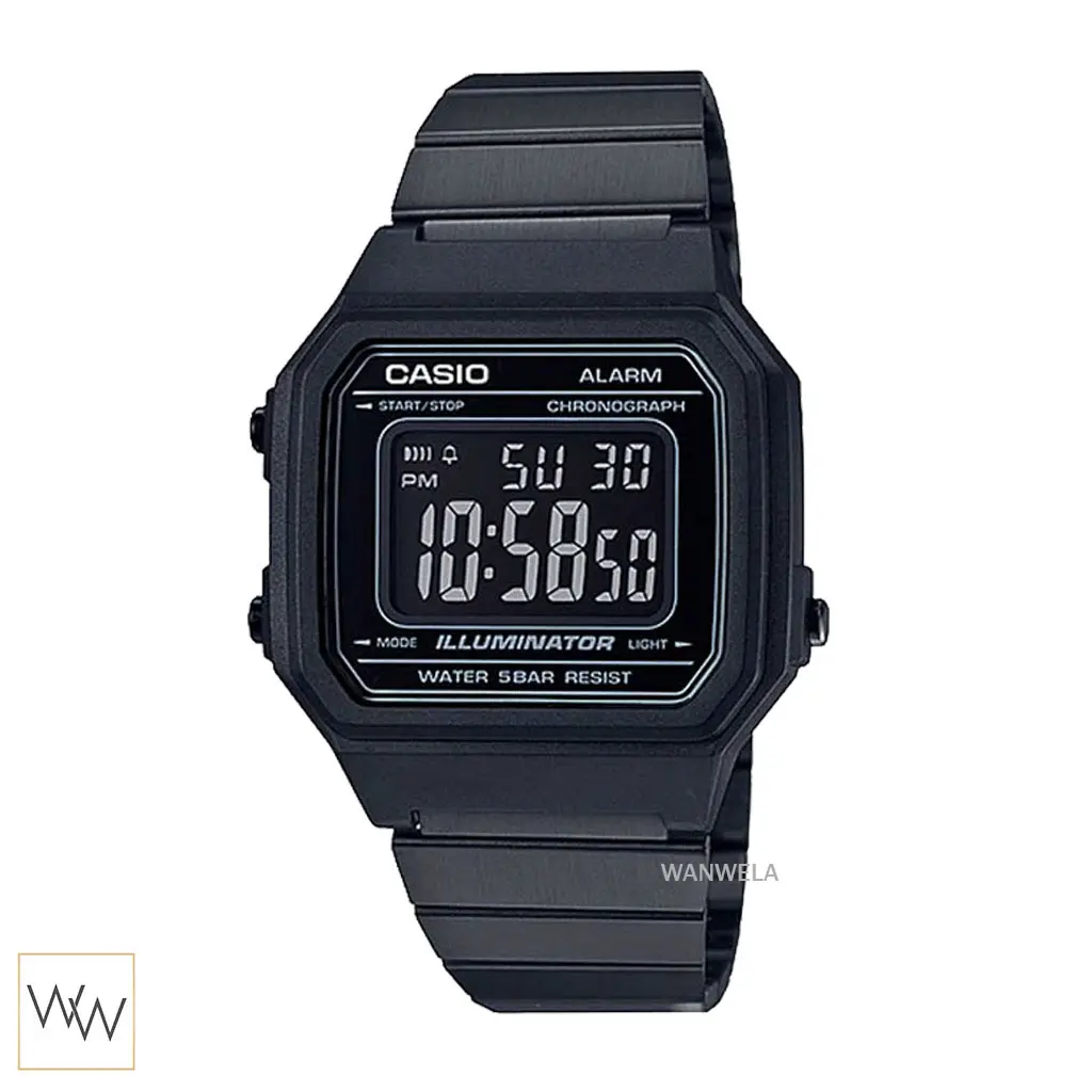 นาฬิกา Casio B650WB-1BDF สายสแตนเลสสีดำ สไตล์วินเทจ