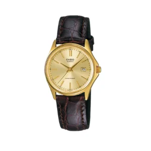 นาฬิกา Casio ผู้หญิง LTP-1183Q-9ADF ตัวเรือนสีทอง สายหนัง หน้าปัดสีทอง