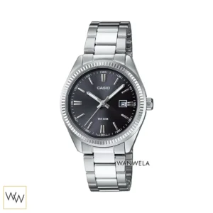 นาฬิกา Casio ผู้หญิง LTP-1302D-1A1VDF สายสแตนเลสสีเงิน หน้าปัดสีดำ